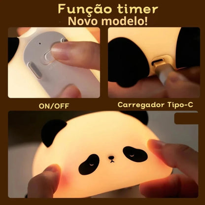 Luminaria noturnas LED recarregáveis USB para crianças fofas  panda  lâmpada de silicone decoração de cabeceira