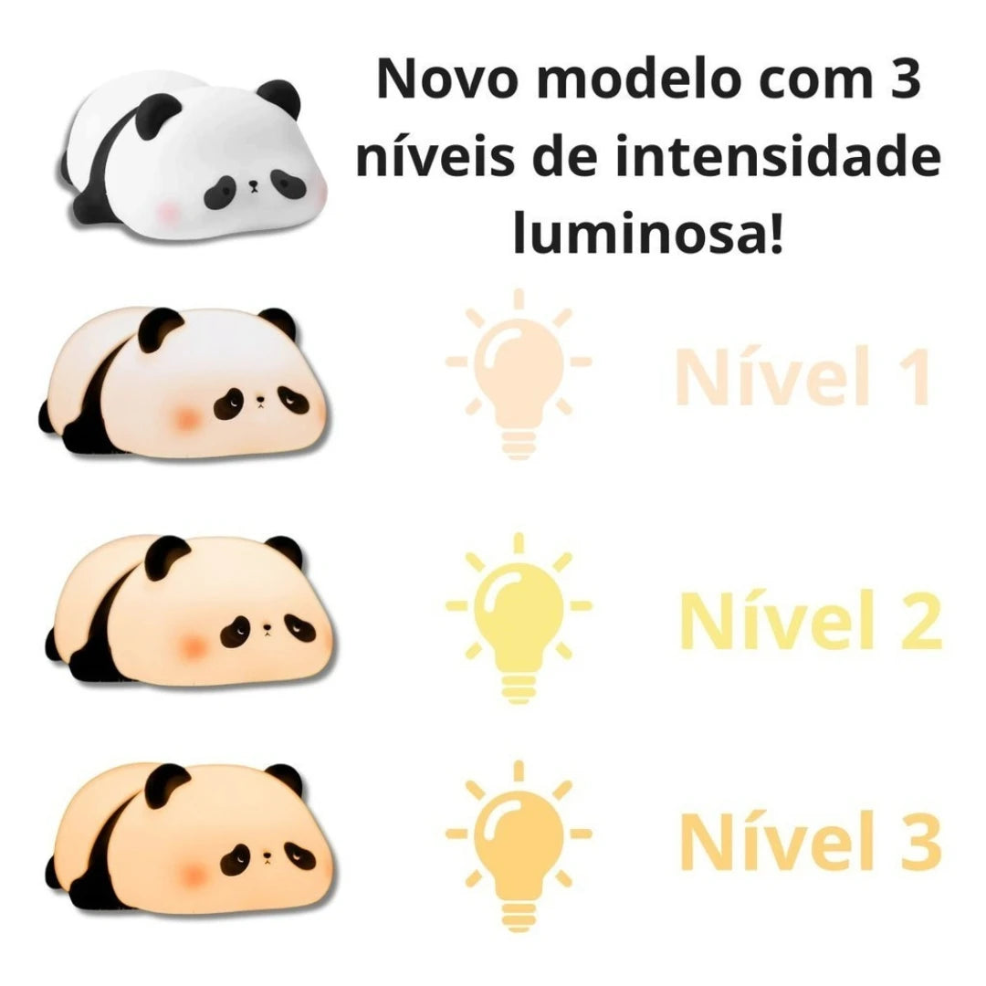 Luminaria noturnas LED recarregáveis USB para crianças fofas  panda  lâmpada de silicone decoração de cabeceira