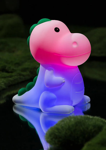 Silicone LED Nightlight colorido, Cartoon Dinosaur Shaped Design, Controle de Pat, Atmosfera Luz, Decoração Home, Lâmpada