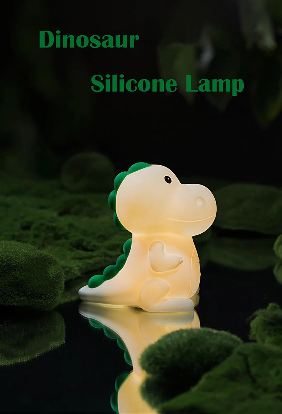 Silicone LED Nightlight colorido, Cartoon Dinosaur Shaped Design, Controle de Pat, Atmosfera Luz, Decoração Home, Lâmpada