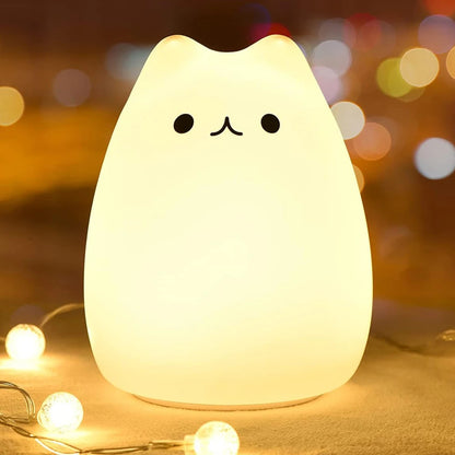 LED Cat Night Light para Crianças, Silicone, Bonito, Berçário, Portátil, Multicolor, Presentes de Natal, Crianças